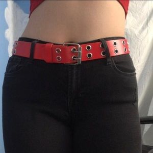 Cute Y2K Bright Neon Red Grommet Belt